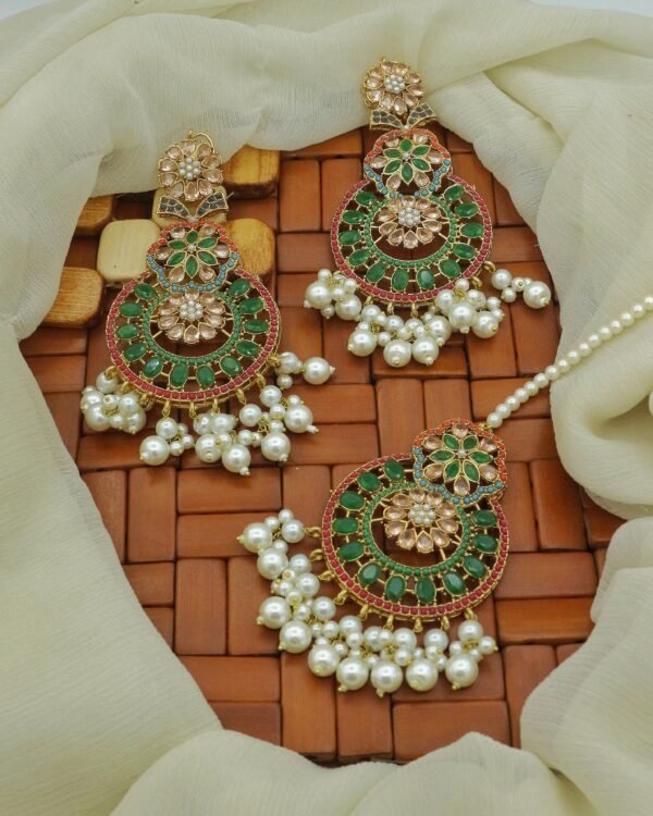 Nouratan Earring with Tikka - Image 3