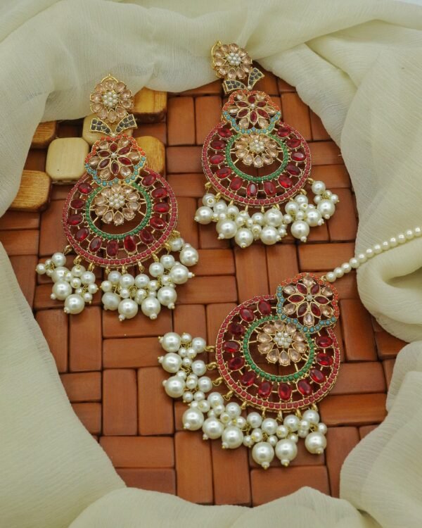 Nouratan Earring with Tikka - Image 2