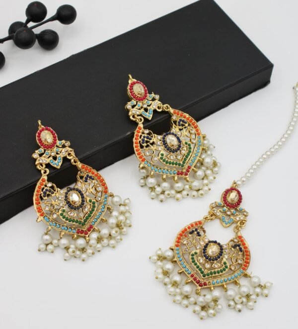 Nouratan Earrings with Tikks - Image 3