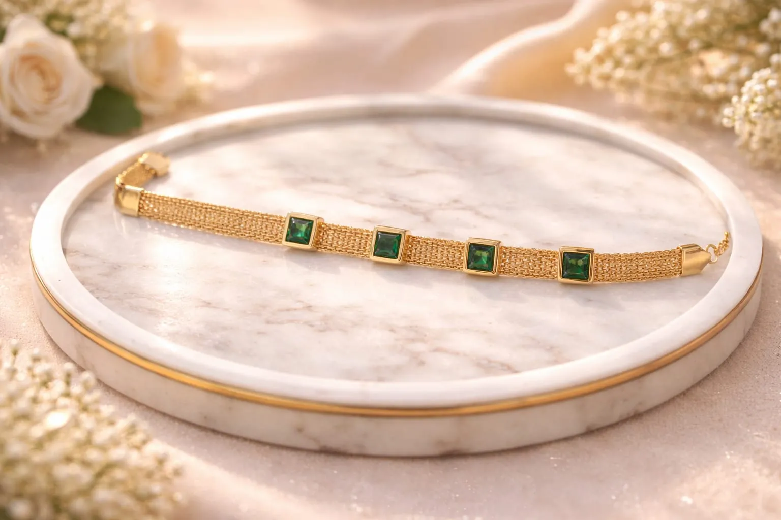 Elegant Bracelet with Green Stones - Image 5