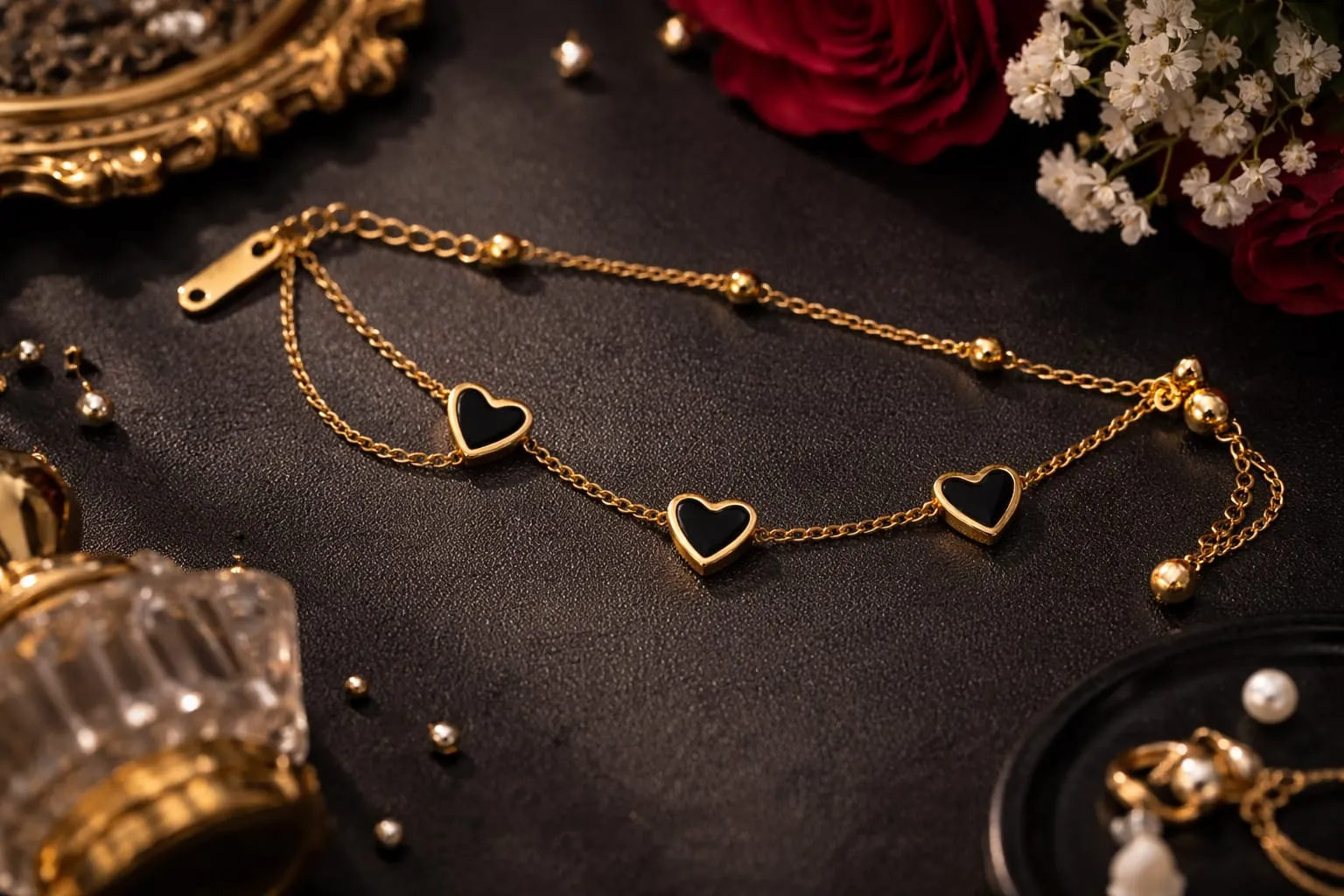 Gold Heart Charm Bracelet - Image 2