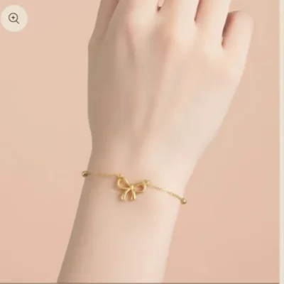 Gold Bow Charm Bracelet