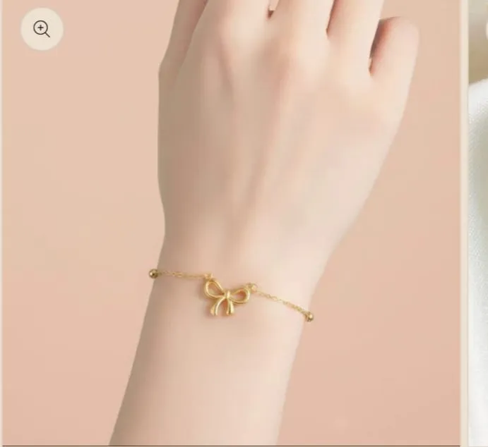 Gold Bow Charm Bracelet