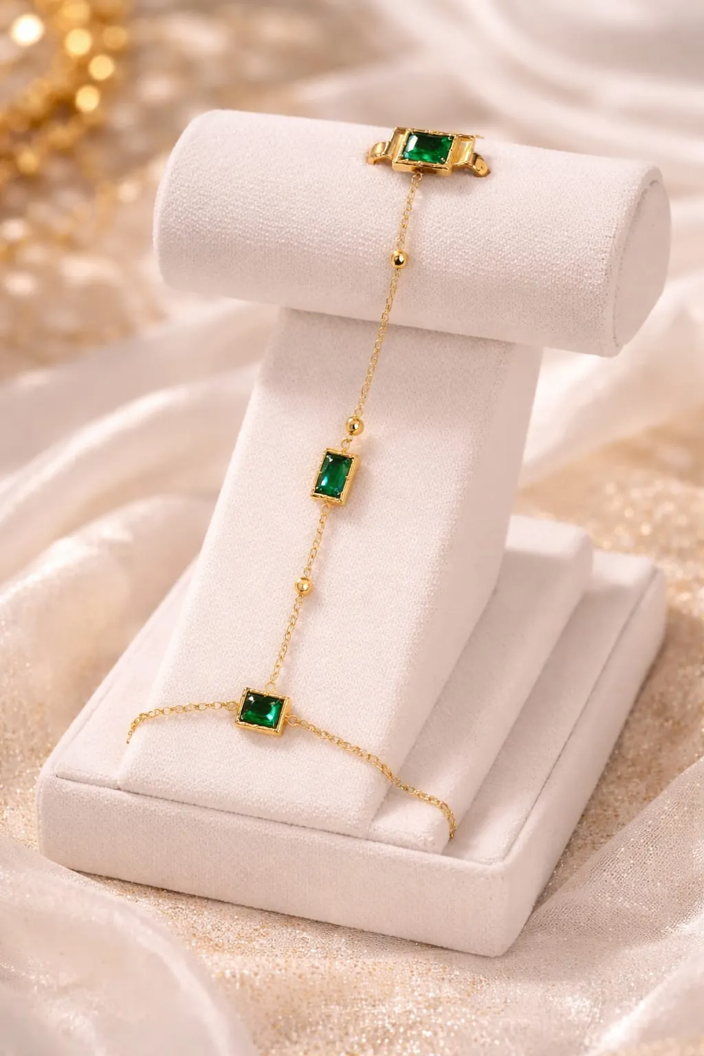 Emerald Stone Hand Chain Bracelet (Anja) - Image 5