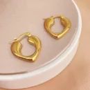 Gold Heart Hoop Earrings