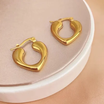 Gold Heart Hoop Earrings