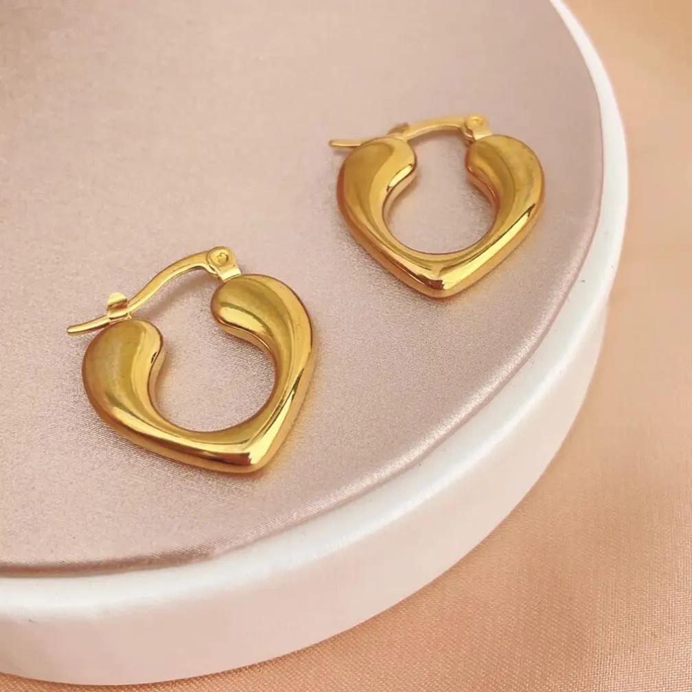 Gold Heart Hoop Earrings