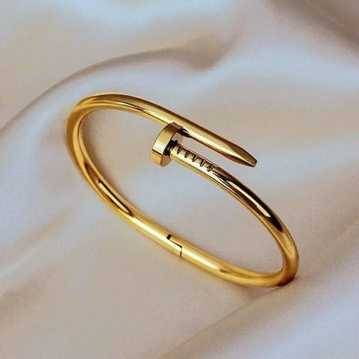Gold Nail-Design Bracelet - Image 2