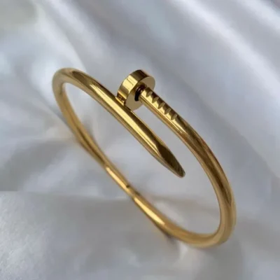 Gold Nail-Design Bracelet