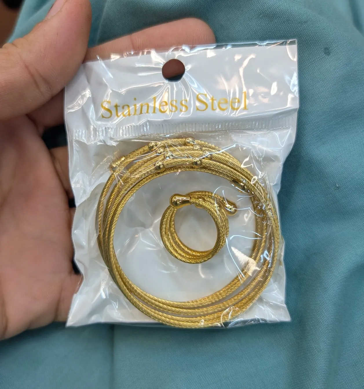 Gold Plated Bangle with ring - Image 4