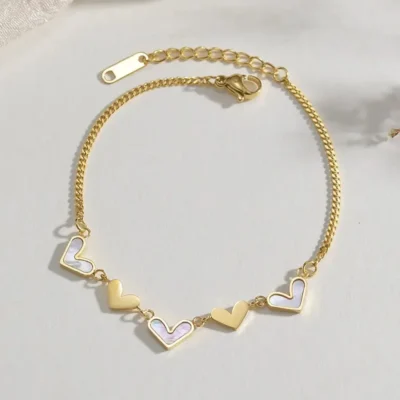 Gold Heart Charm Bracelet