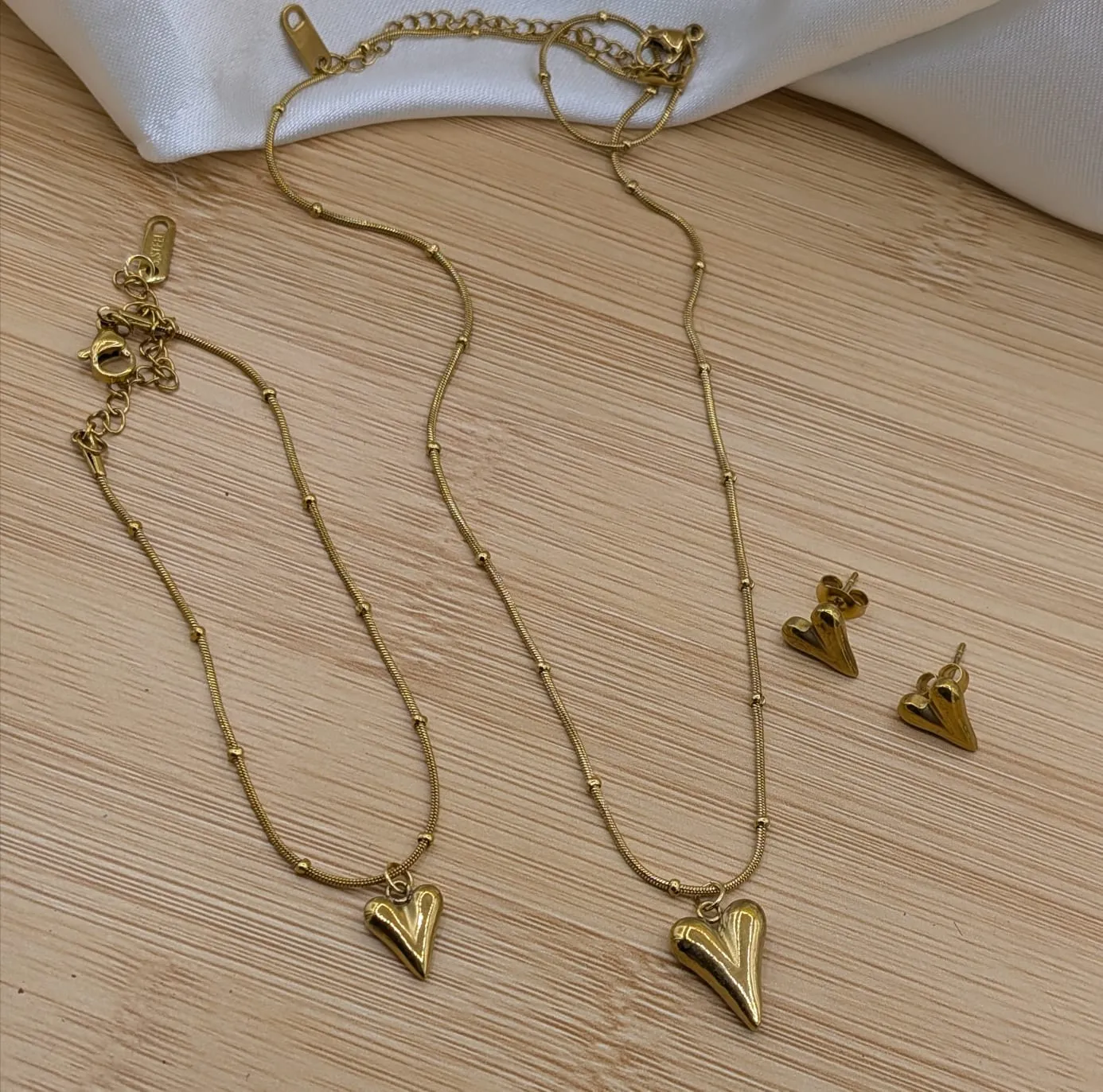 Gold Heart Jewelry Set