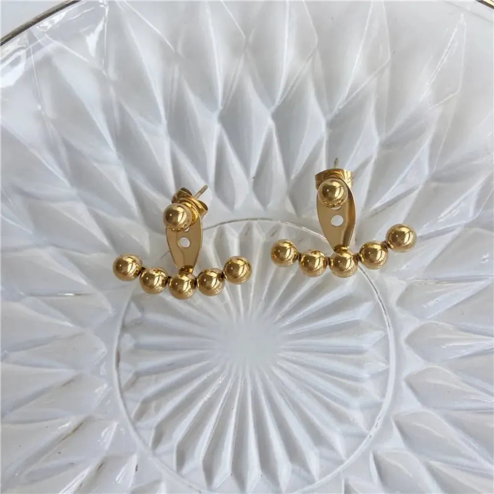 Elegant Gold Ball Earrings - Image 3