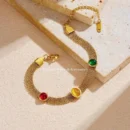 Elegant  3 Stone Gold Mesh Bracelet