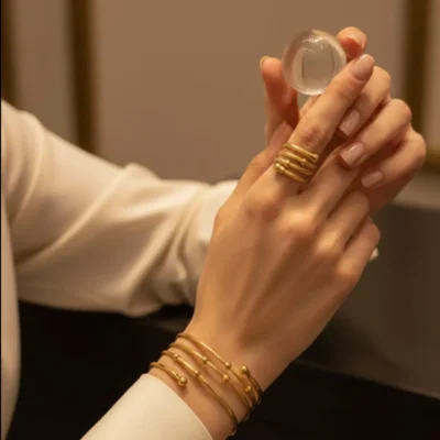 Gold Plated Bangle with ring
