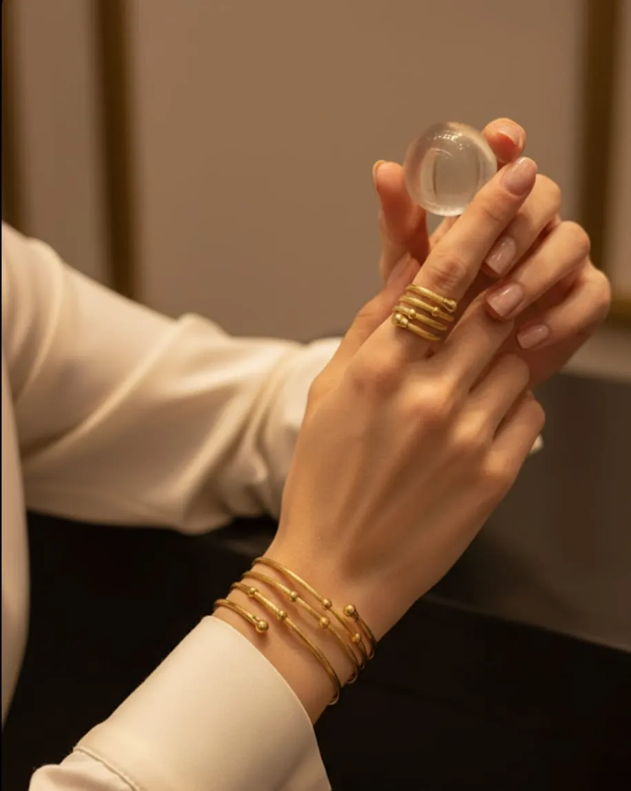 Gold Plated Bangle with ring