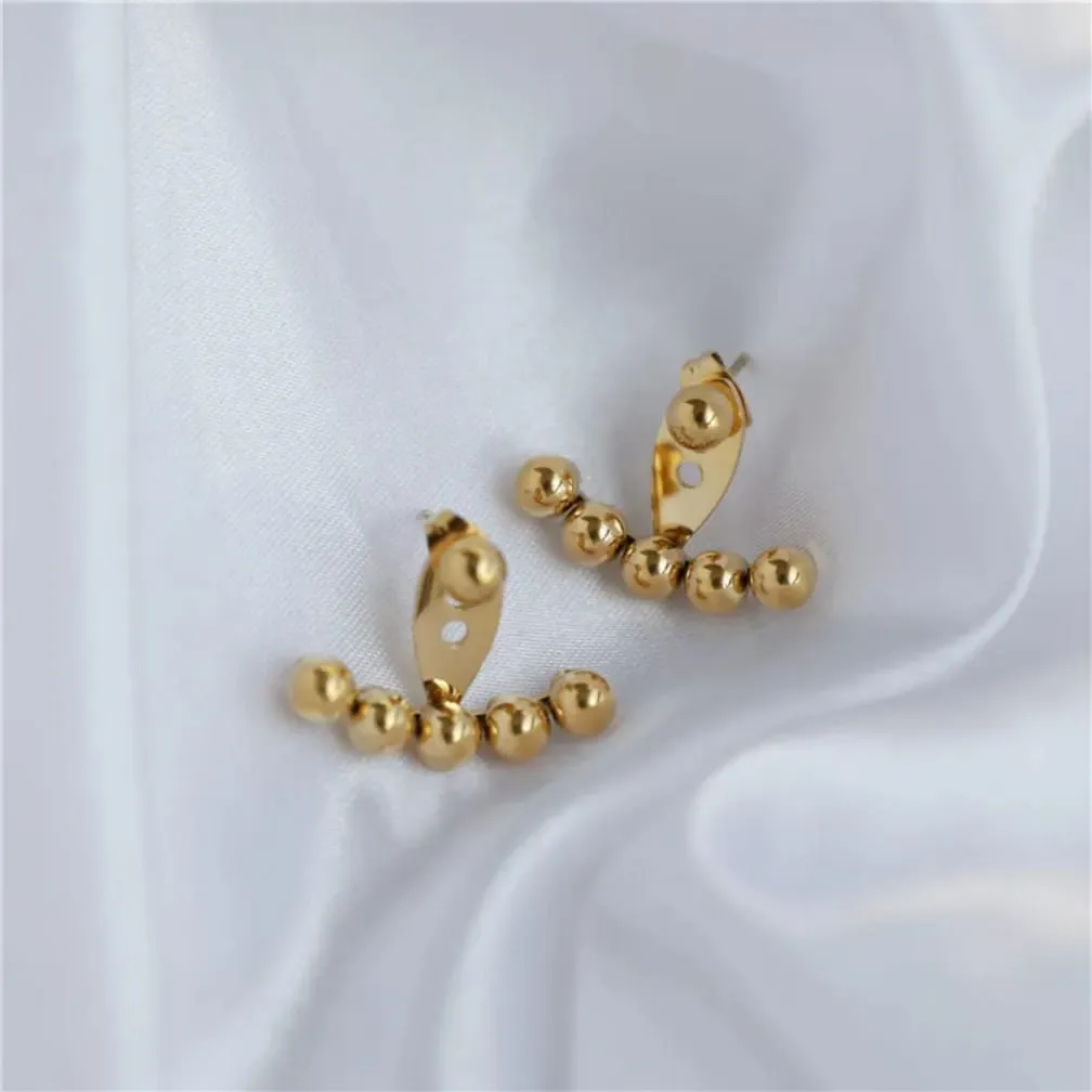 Elegant Gold Ball Earrings - Image 4