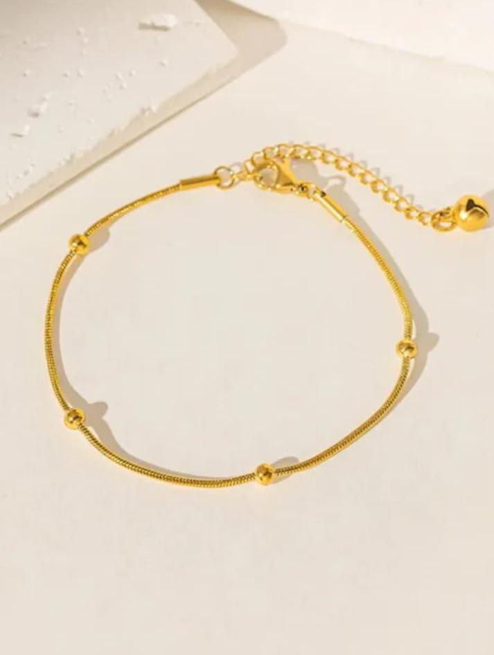 Minimalist Gold Ball Bracelet and Anklet - Image 2