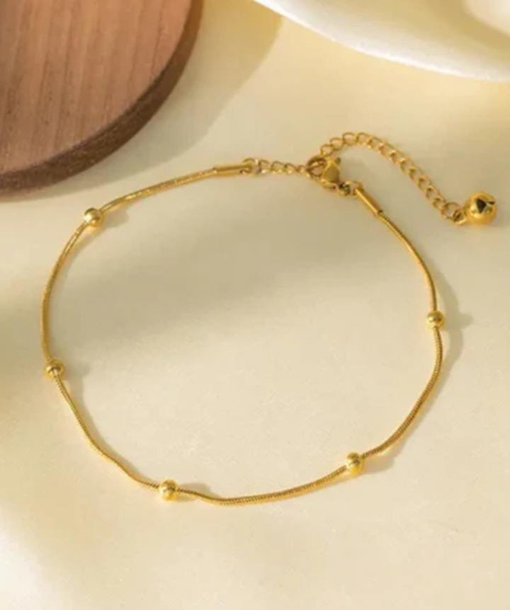Minimalist Gold Ball Bracelet and Anklet - Image 3