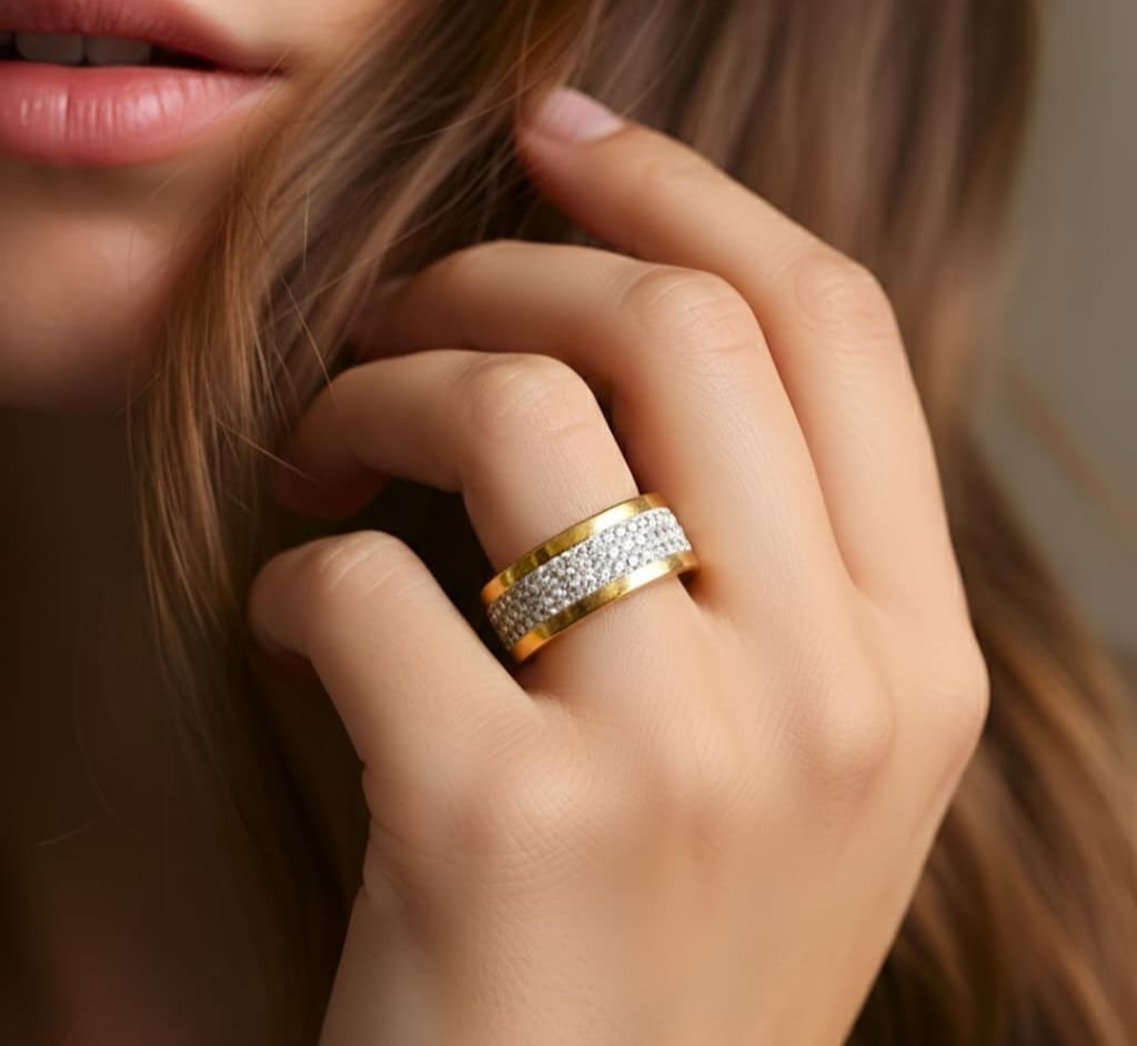 Stainless Steel Crystal Ring - Image 3