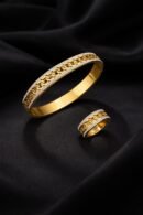 Golden Floral Handcuff & Ring Set