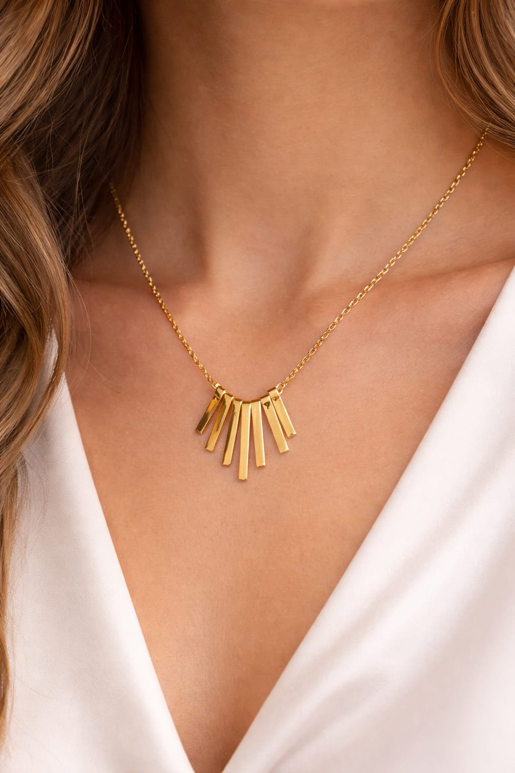 Gold Sunburst Pendant Necklace - Image 4