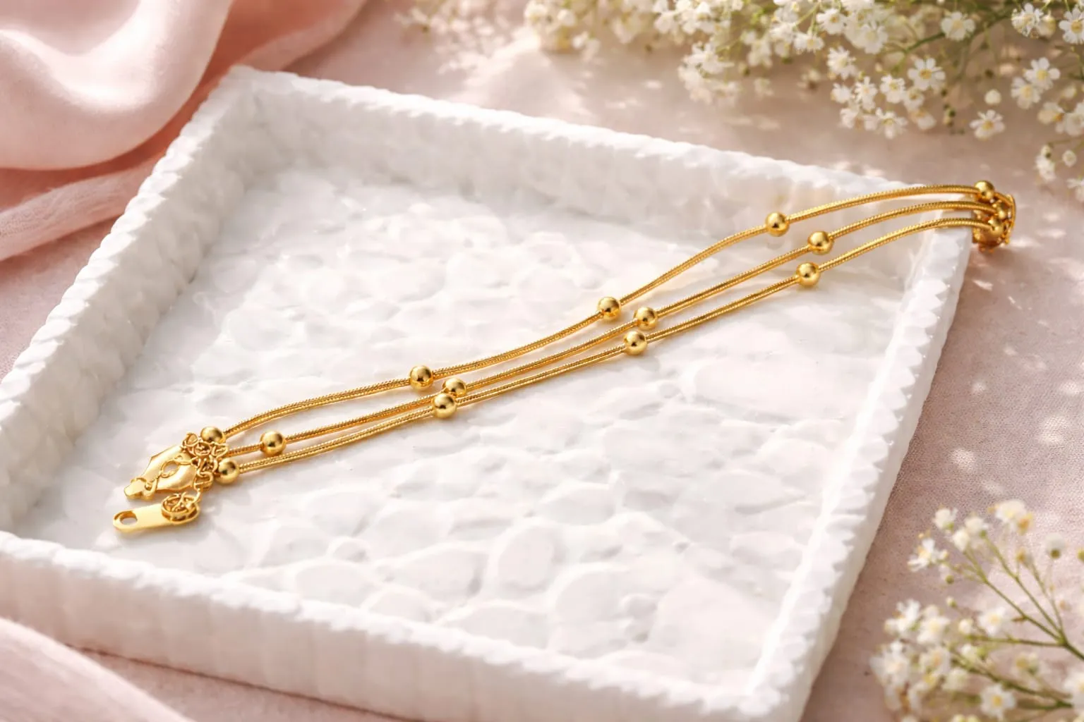Elegant Three-Strand Ball Bracelet - Image 3