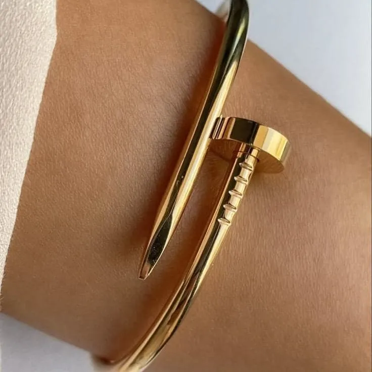 Gold Nail-Design Bracelet - Image 4