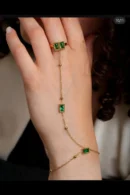 Emerald Stone Hand Chain Bracelet (Anja)