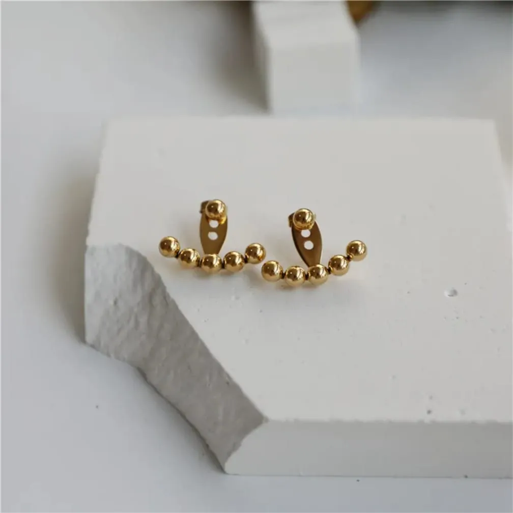 Elegant Gold Ball Earrings - Image 5