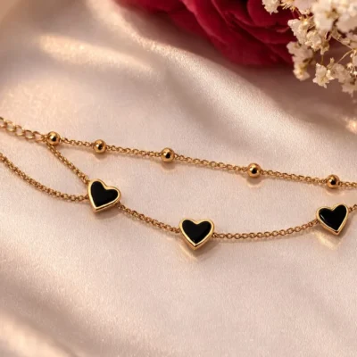 Gold Heart Charm Bracelet