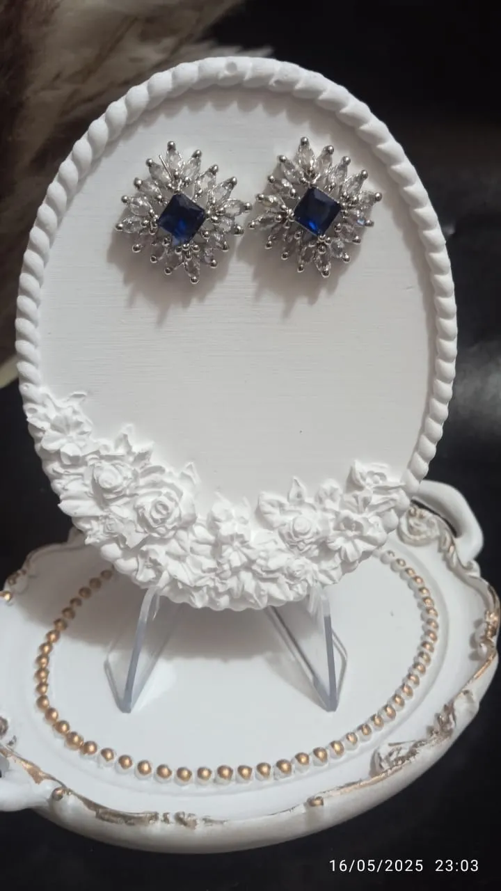 Blue Stone Stud Earrings - Image 3