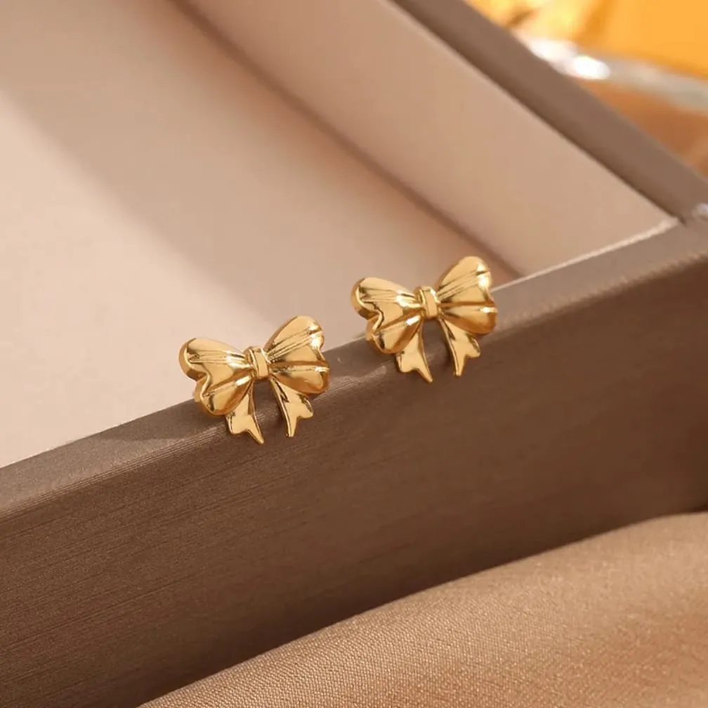 Elegant Bow Stud Earrings - Image 2