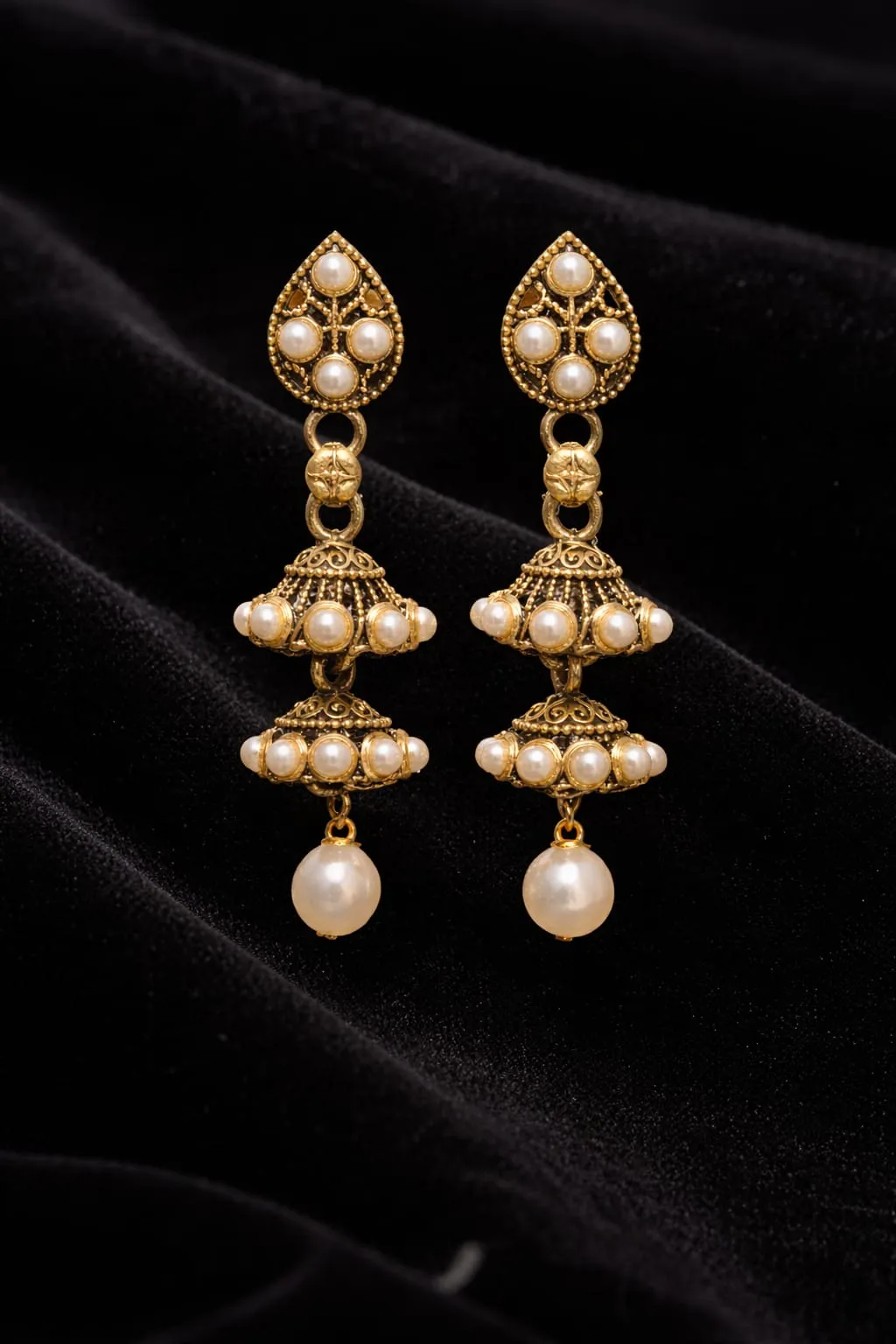 Pearl Jhumka Earrings - Image 2