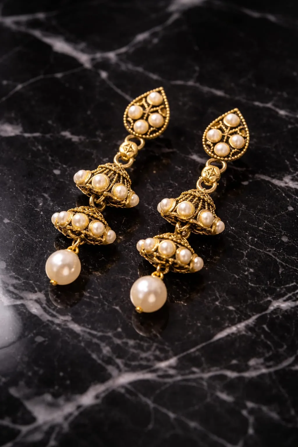 Pearl Jhumka Earrings - Image 3