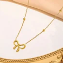 Gold Bow Pendant Necklace