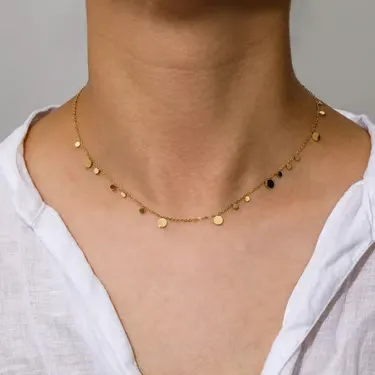 Gold Dainty Disc Necklace - Image 3
