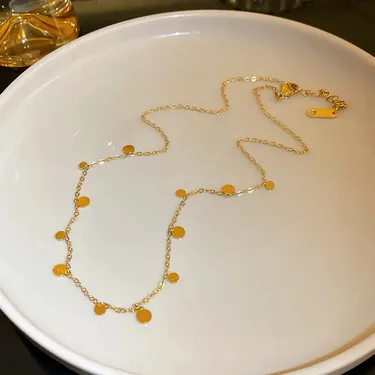 Gold Dainty Disc Necklace