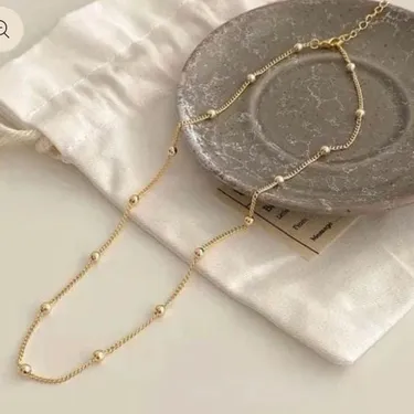 Gold Plated Beaded Chain Necklace