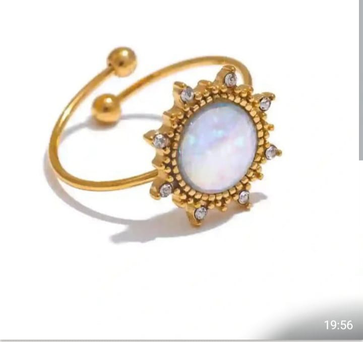 Golden Opal Sunburst Adjustable Ring - Image 3