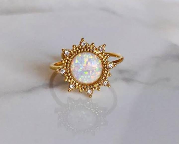 Golden Opal Sunburst Adjustable Ring - Image 5