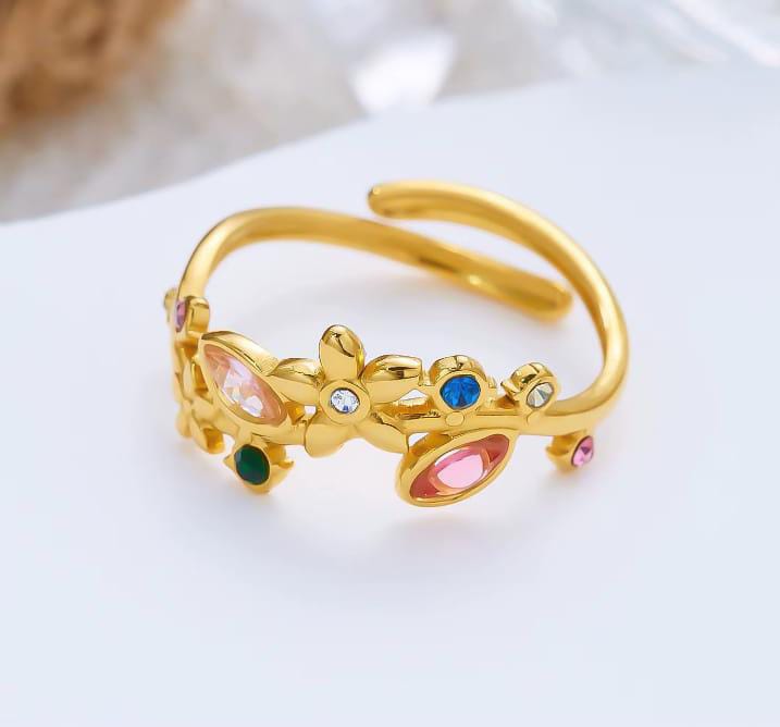 Colorful Flower Adjustable Ring - Image 3