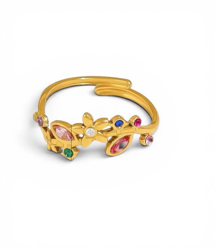 Colorful Flower Adjustable Ring - Image 4