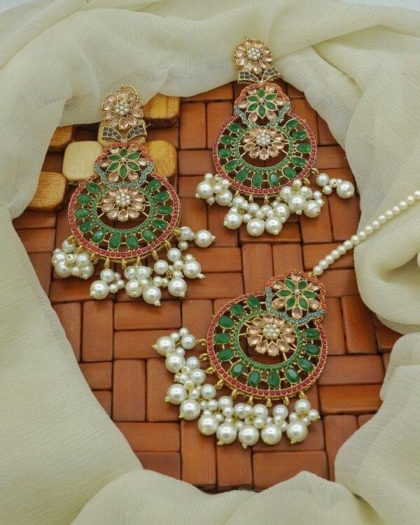 Nouratan Earring with Tikka - Image 3