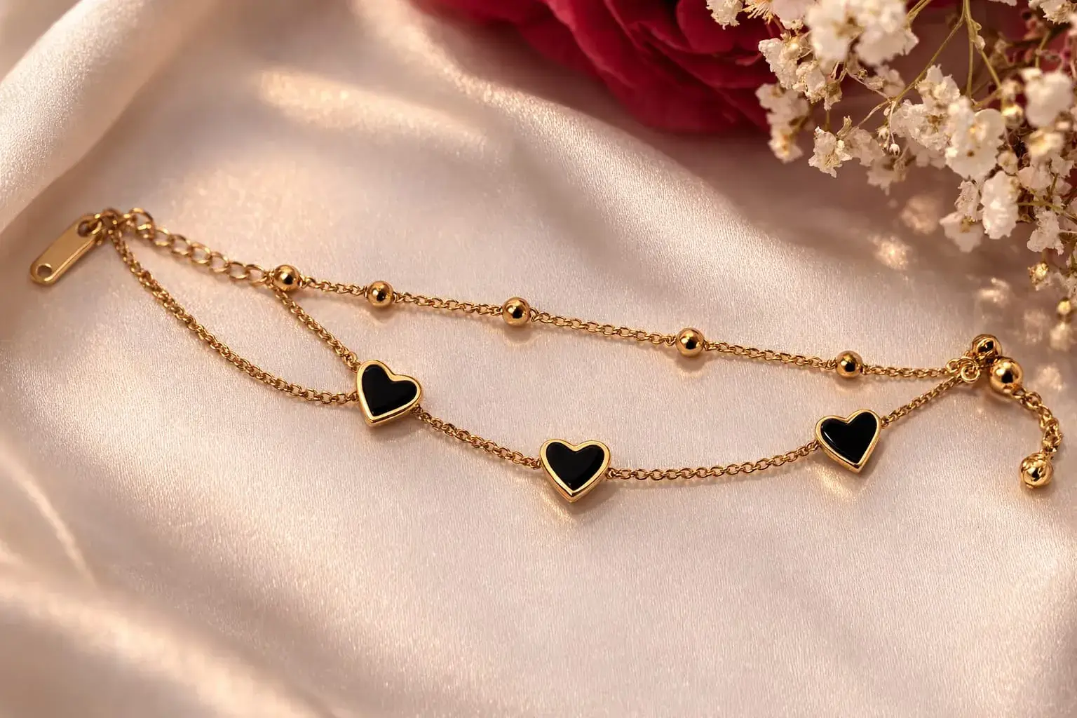 Gold Heart Charm Bracelet